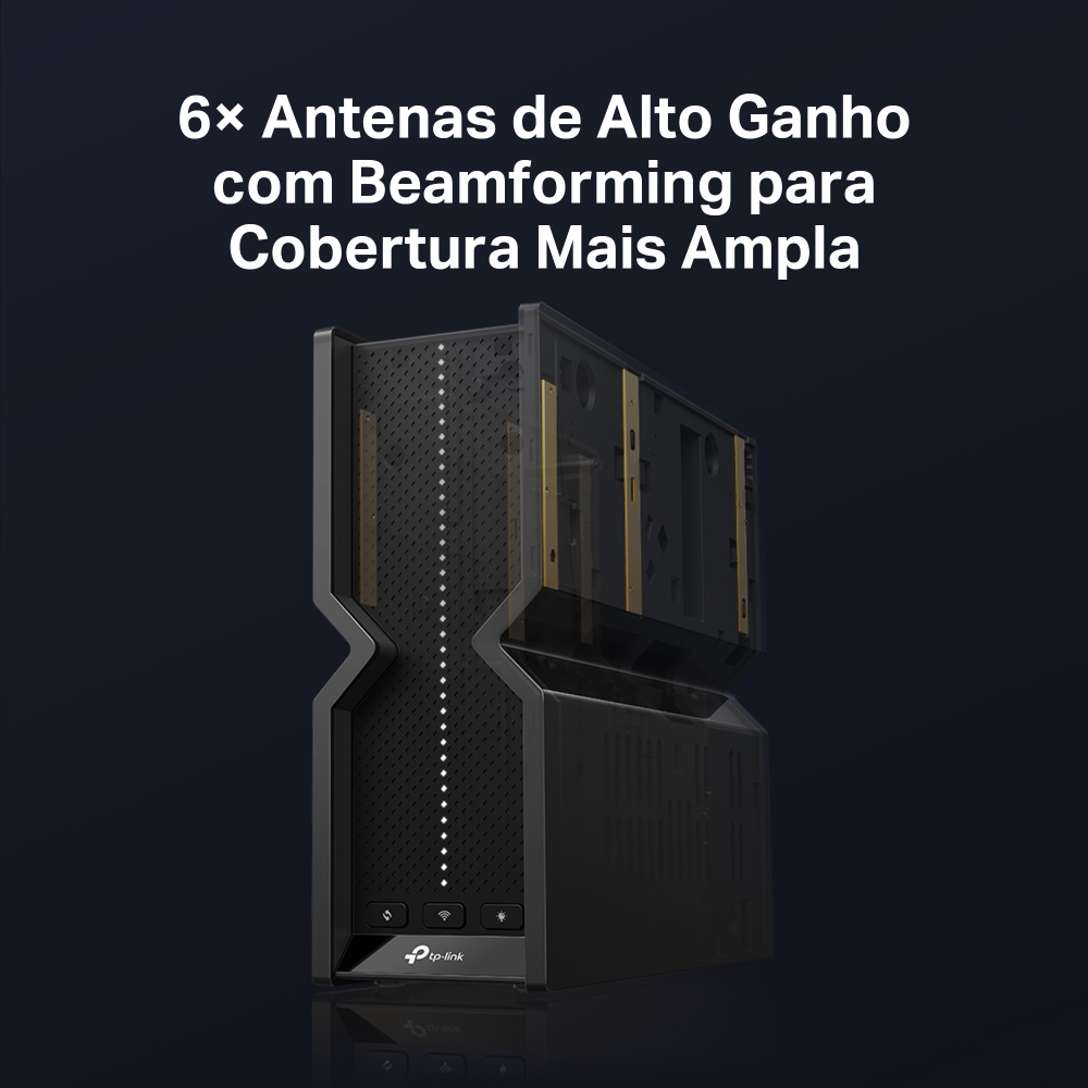 6x antenas de Alto Ganho com Beamforming de ampla cobertura